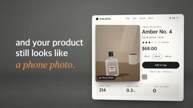 Fablo: AI-generated product film for AI product photos for online shops, motion design video in 16:9