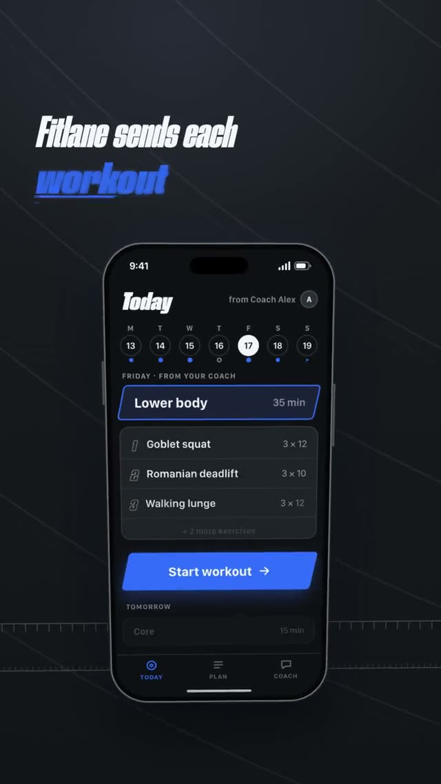 Fitlane: AI-generated product film for a coaching app for personal trainers, motion design video in 9:16