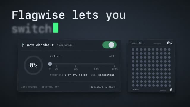 Flagwise: AI-generated product film for feature flags and gradual rollouts, motion design video in 16:9
