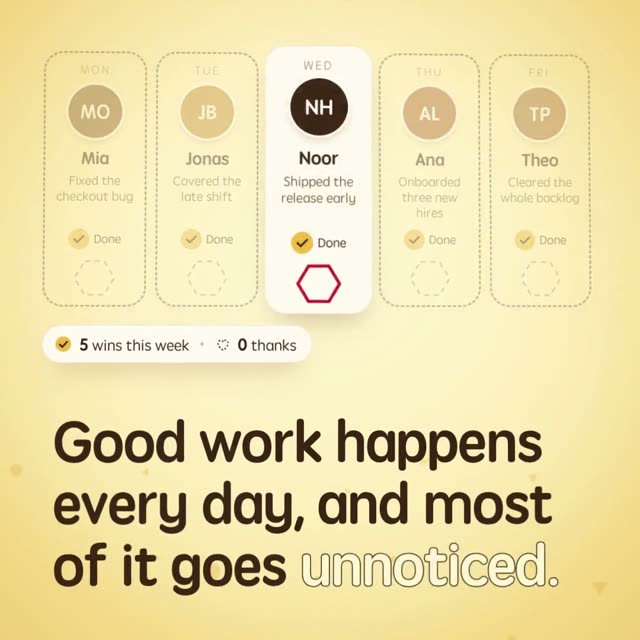 Praiso: AI-generated product film for a peer-recognition tool, motion design video in 1:1