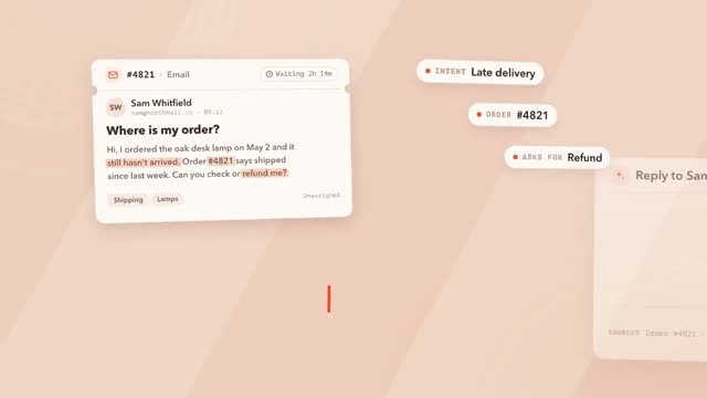 Rellio: AI-generated product film for an AI that answers support tickets, motion design video in 16:9