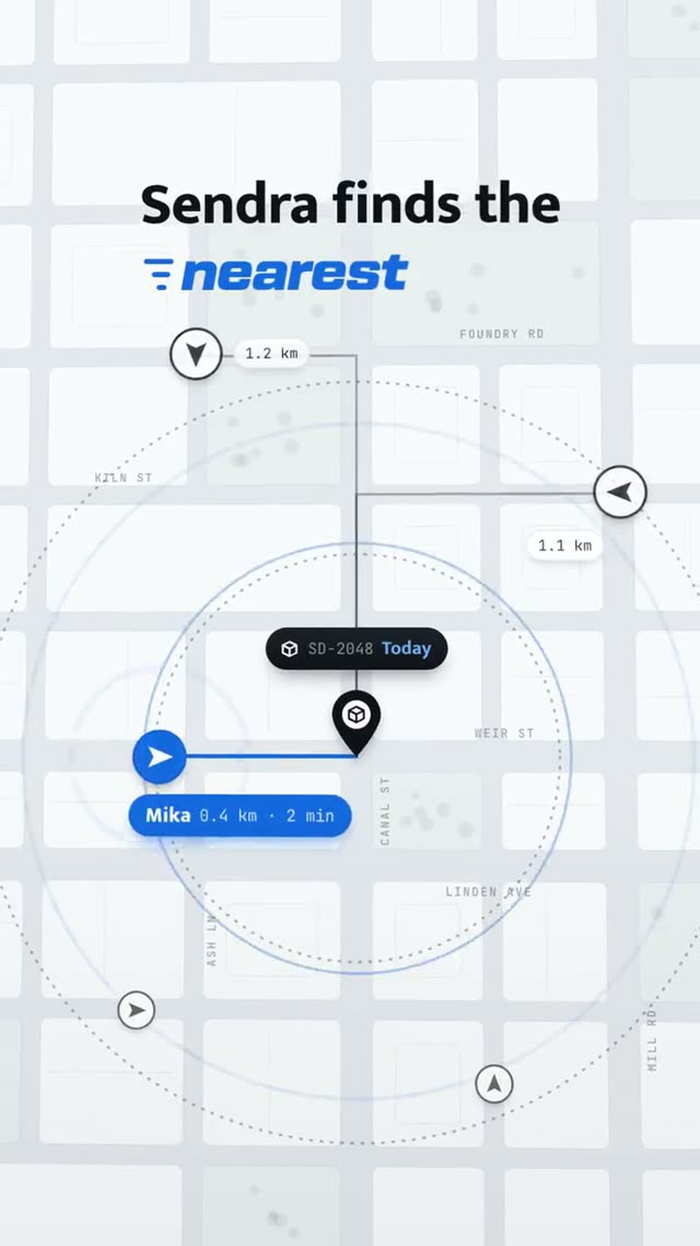 Sendra: AI-generated product film for a same-day courier dispatch service, motion design video in 9:16