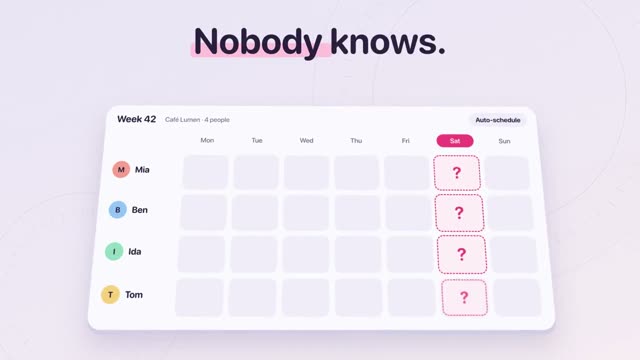 Tandem: AI-generated product film for a shift-planning app, motion design video in 16:9